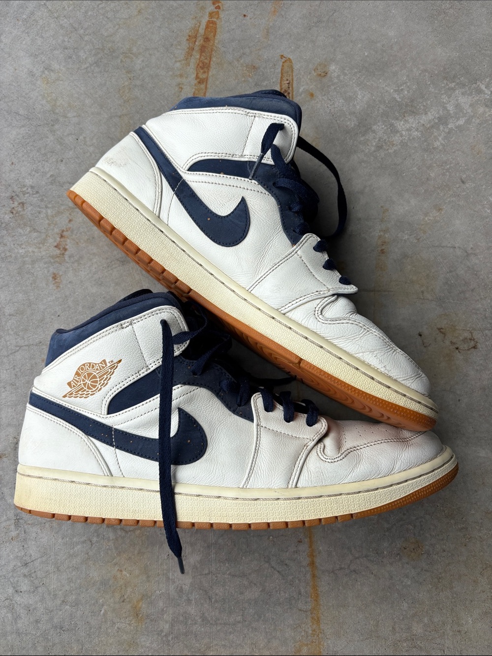 Nike Air Jordan 1 Mid RE2PECT Derek Jeter White Navy Gum Men’s Size 13 AH6342-10